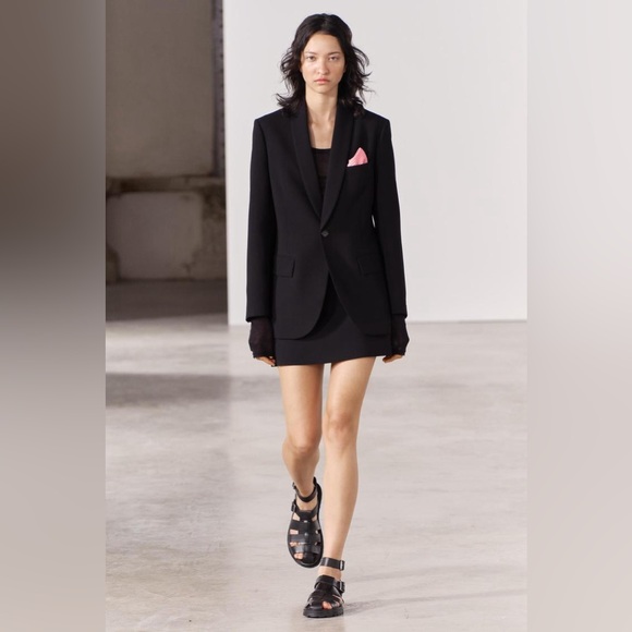 Zara fitted tuxedo jacket blazer - Picture 2 of 11